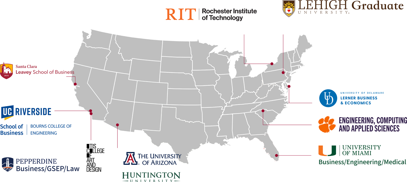 Map of HYP Global US partner universities